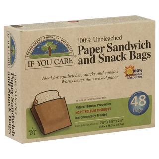 If You Care Unbleached Paper Sandwich & Snack Bags 48 Bags