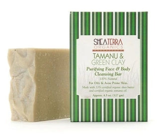 Shea Terra Organics Purifying Face & Body Cleansing Bar Tamanu & Green Clay 127g