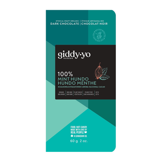 Giddy Yoyo Organic 100% Dark Chocolate Bar Mint Hundo 60g