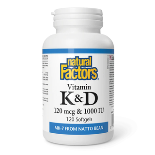 Natural Factors Vitamin K & D 120mcg & 1000 IU 120 Softgels