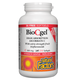 Natural Factors Bio C Gel High Absorption Ascorbate C 500mg 210 Softgels