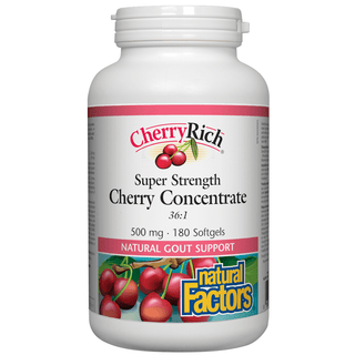 Natural Factors Cherry Rich Cherry Concentrate Super Strength 500mg 180 Softgels