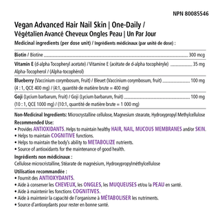 Veganly Vitamins Vegan Advanced Hair Nail Skin 90 Veggie Caps