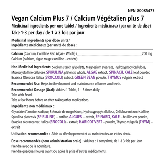 Veganly Vitamins Vegan Calcium Plus 7 90 Tablets