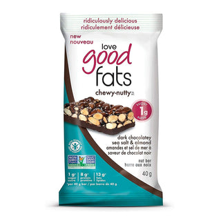 Love Good Fats Chewy Nutty Bar Dark Chocolatey Sea Salt & Almond 40g