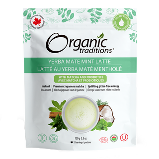 Organic Traditions Organic Yerba Mate Mint Latte with Matcha And Probiotics 150g