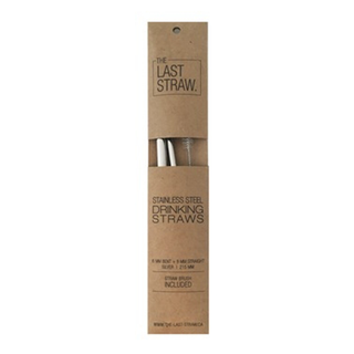 The Last Straw Stainless Steel Straw Duo + Brush Silver 2 Packs