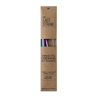 The Last Straw Stainless Steel Straw Duo + Brush Rainbow 2 Packs