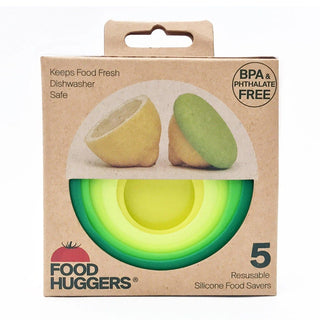 Food Huggers Reusable Silicone Food Savers Fresh Green 5 Packs