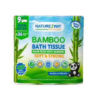 NatureZway Bamboo Bath Tissue 2ply 420 sheets Per Roll 9 Packs