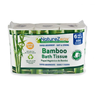 NatureZway Bamboo Bath Tissue 2ply 400 sheets Per Roll 6 Packs