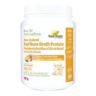 New Roots New Zealand Beef Bone Broth Protein Organic Fermented Ginger 300g