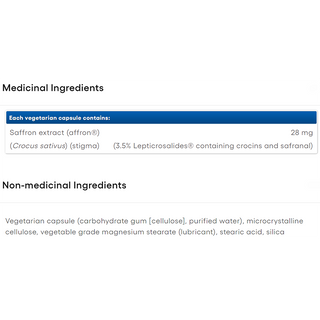 Natural Factors Saffron Extract 28mg 60 Veggie Caps