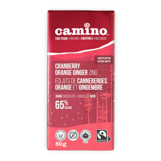 Camino Chocolate Bar Cranberry Orange Ginger Zing 65% 80g