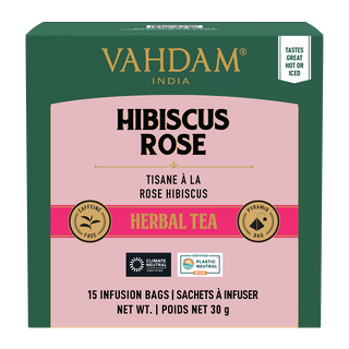 Vahdam Hibiscus Rose Herbal Tea 15 Tea Bags