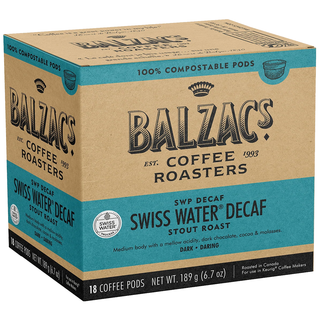 Balzac's Coffee Coffee Pods Stout Roast Swiss Water Decaf 18 Counts