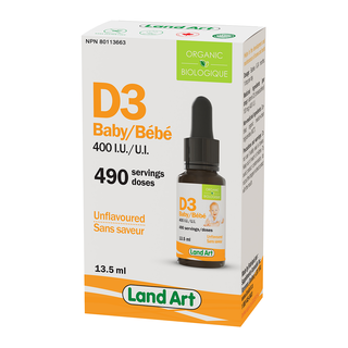 Land Art Organic Vitamin D3 400 IU Baby Unflavoured 13.5mL