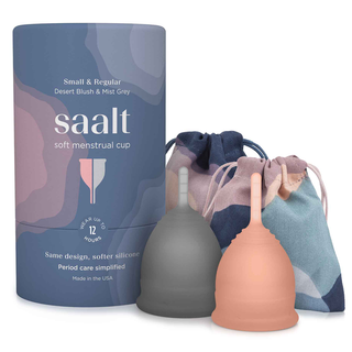 Saalt Soft Menstrual Cup Small & Regular Desert Blush & Mist Grey Duo Pack