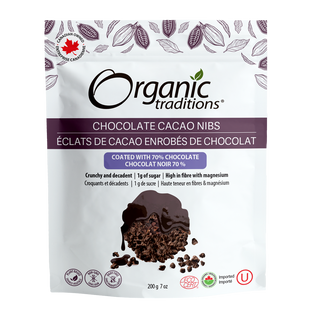 Organic Traditions Chocolate Cacao Nibs Coated With 70% Chocolate 200g