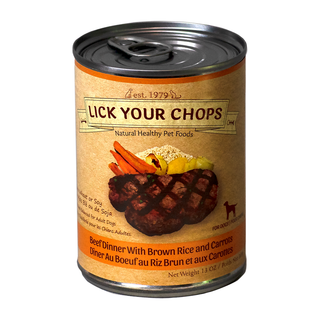 Lick Your Chops Dog Food Beef Dinner With Brown Rice & Carrots 374g