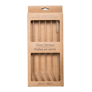 Life Without Waste Regular Bent Glass Straws Clear 4 Packs