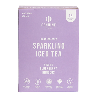 Genuine Tea Organic Sparkling Iced Tea Elderberry Hibiscus 4x355mL