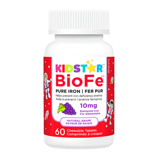 KidStar BioFe Pure Iron Natural Grape 10mg 60 Chewable Tablets