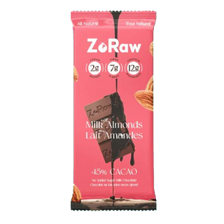 ZoRaw Milk Chocolate Bar With Protein Almonds 52g