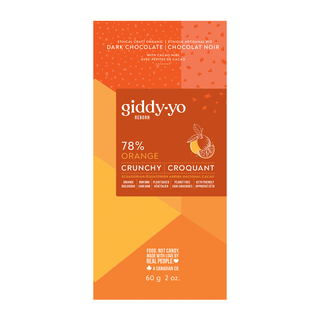 Giddy Yoyo Organic 78% Dark Chocolate Bar Crunchy Orange 60g