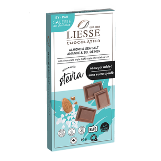 Galerie Au Chocolat Milk Chocolate Bar With Stevia Almond & Sea Salt 80g