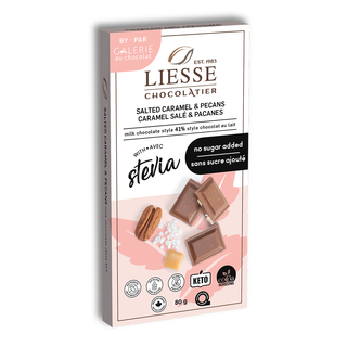 Galerie Au Chocolat Milk Chocolate Bar With Stevia Salted Caramel & Pecans 80g