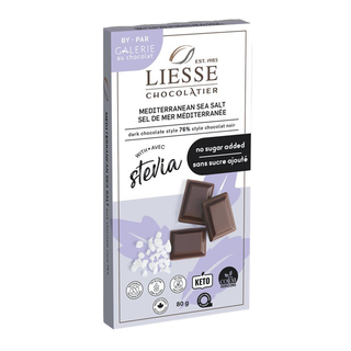 Galerie Au Chocolat Dark Chocolate Bar With Stevia Mediterranean Sea Salt 80g