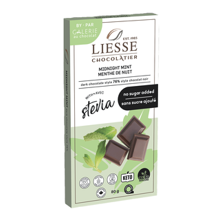 Galerie Au Chocolat Dark Chocolate Bar With Stevia Midnight Mint 80g