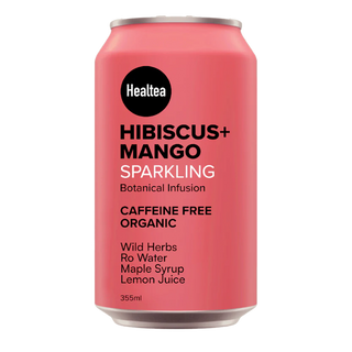 Healtea Organic Sparkling Beverage Caffeine Free Hibiscus & Mango 355mL