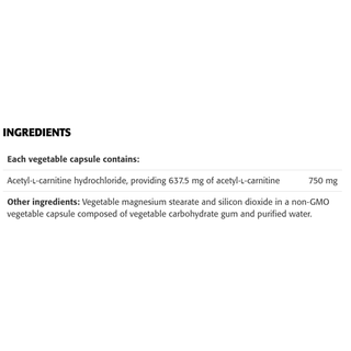 New Roots Acetyl-L-Carnitine 750mg 90 Veggie Caps