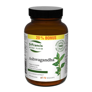 St. Francis Ashwagandha 12:1 Powder Extract 72 Veggie Caps