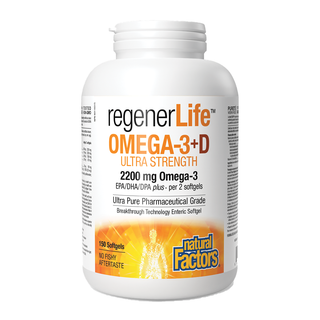 Natural Factors RegenerLife Omega-3+D 150 Softgels