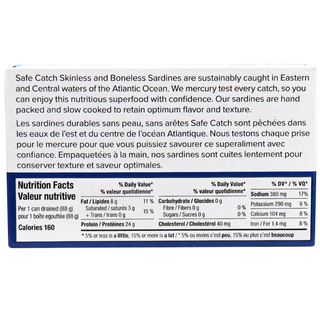 Safe Catch Sardines Skinless & Boneless Water 125g