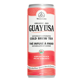 Waisamama Organic Guayusa Cold Brew Tea Vibrant Peach 355mL