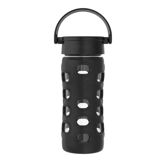 Lifefactory Glass Water Bottle With Classic Cap & Pivot Handle Onyx 12 oz