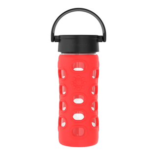 Lifefactory Glass Water Bottle With Classic Cap & Pivot Apple Red 12 oz