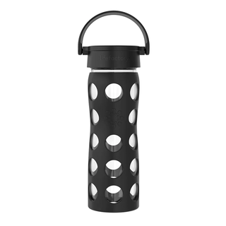 Lifefactory Glass Water Bottle With Classic Cap & Pivot Onyx 16 oz