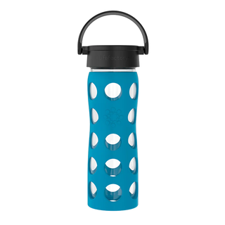 Lifefactory Glass Water Bottle With Classic Cap & Pivot Teal Lake 16 oz