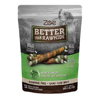 Zoe Rawhide Free Twists For Dogs Mint 148g