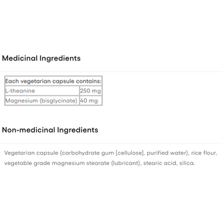 Natural Factors Magnesium Bisglycinate 40mg Plus L-Theanine 250mg 90 Veggie Caps