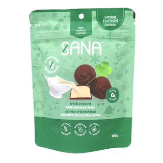 Sana Dark Chocolaty Bites Irish Cream 72% Cocoa Limited Edition 100g