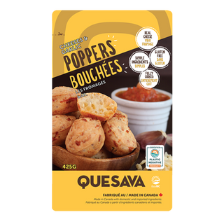 Quesava Gluten Free Poppers 3 Cheese And Garlic 425g