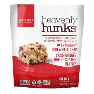 Heavenly Hunks Cookie Bites Cranberry White Chip 170g