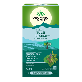 Organic India Organic Tulsi Brahmi Tea Caffeine Free 25 Tea Bags