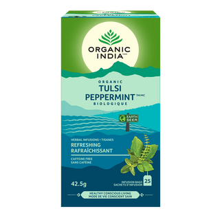 Organic India Organic Tulsi Peppermint Tea Caffeine Free 25 Tea Bags